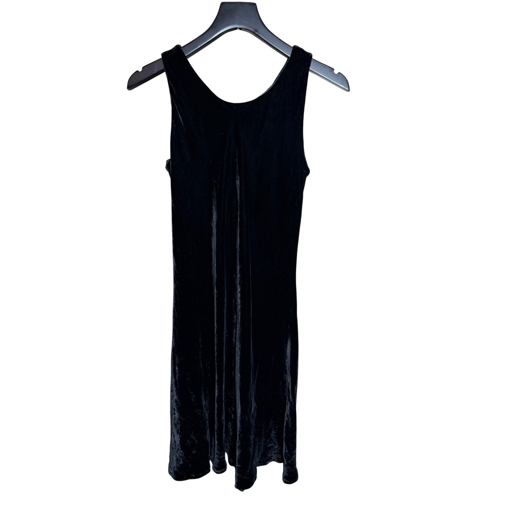 The Limited Vintage Black Silk Blend Velvet Sleeveless‎ Scoop Neck Midi Dress S